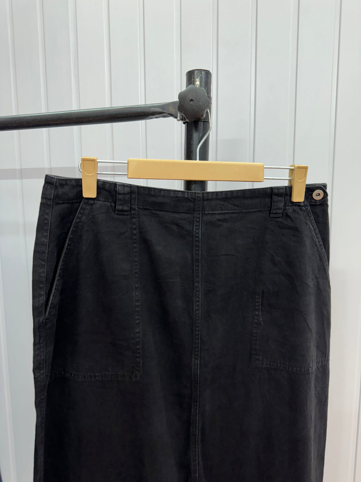 S19-34 Black Denim Long Skirt