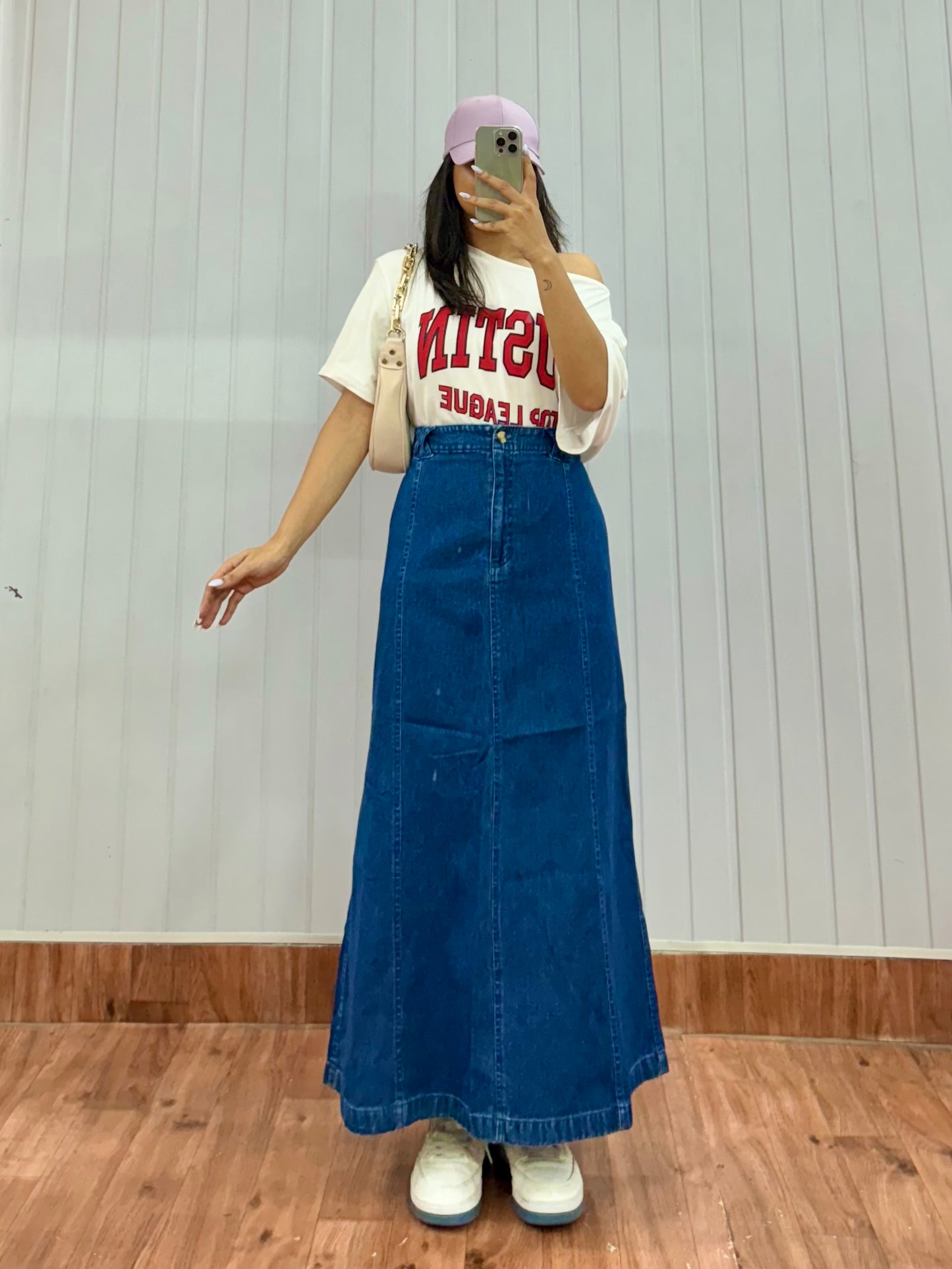 S78-34 Long Denim Skirt