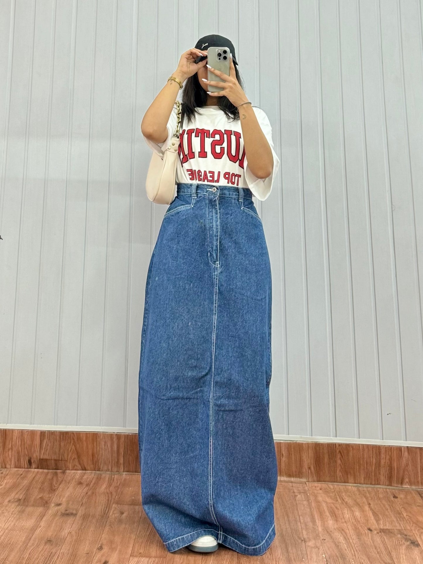 S46-32 Long Denim Skirt