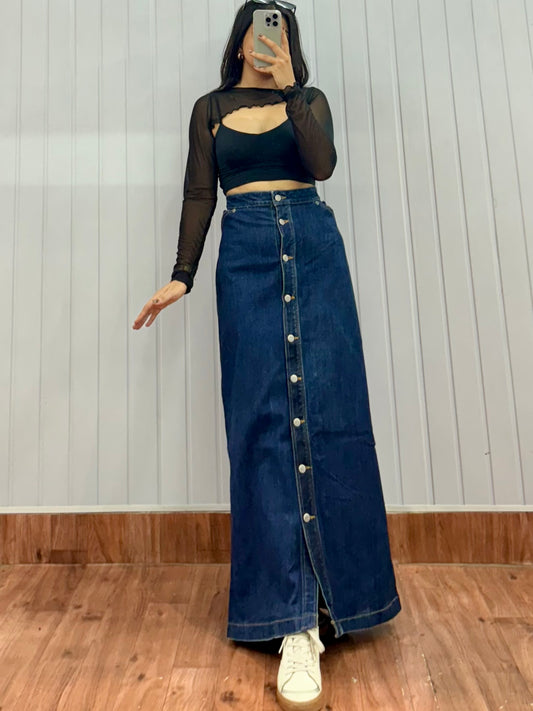 S20-34 Long Denim Skirt