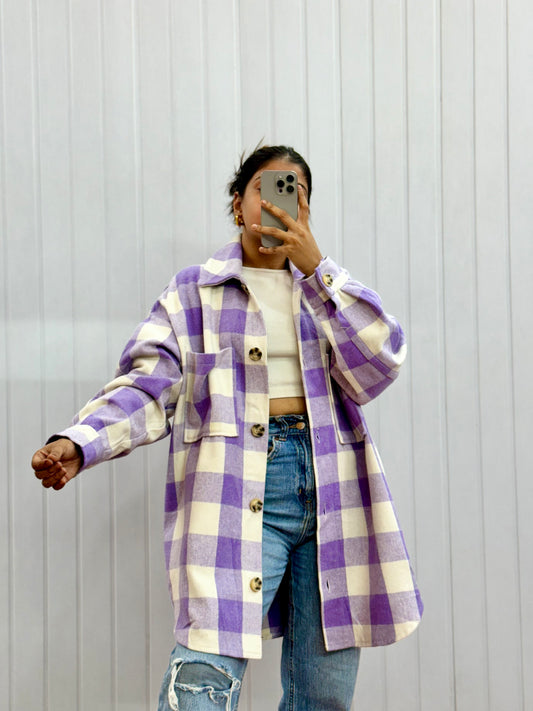 J141-Trench Lavender Shacket