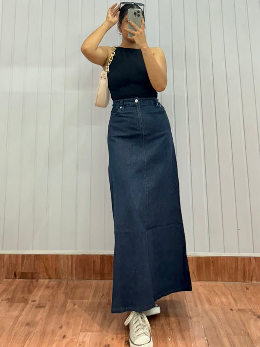 S43-30 Long Denim Skirt