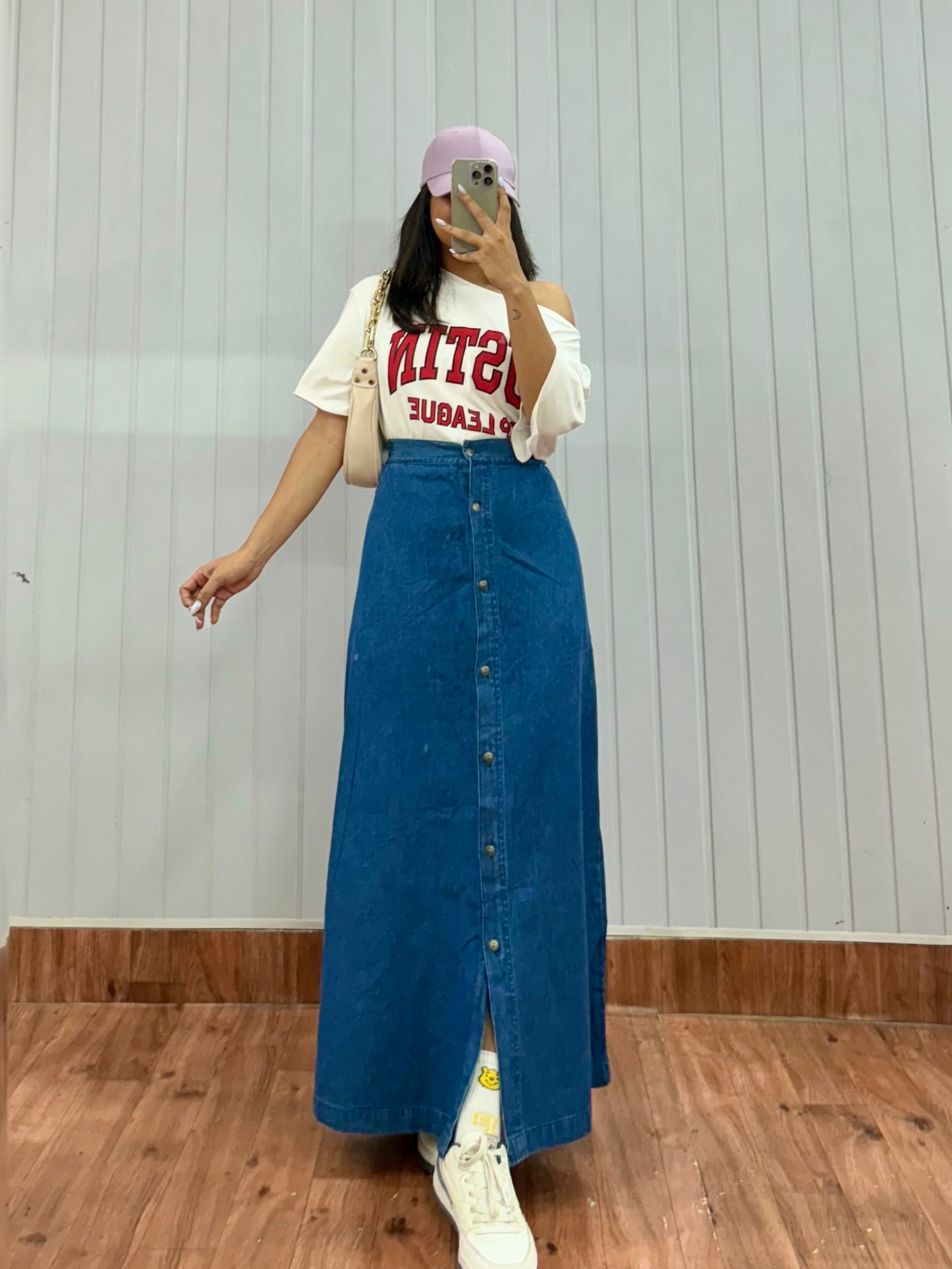 S76-34 Buttoned Long Skirt