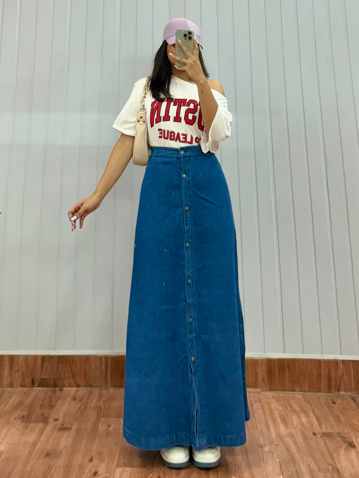 S76-34 Buttoned Long Skirt