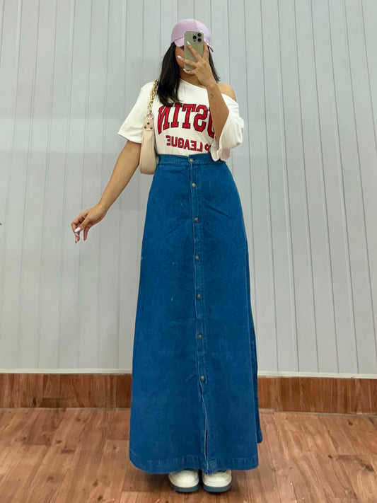 S76-34 Buttoned Long Skirt