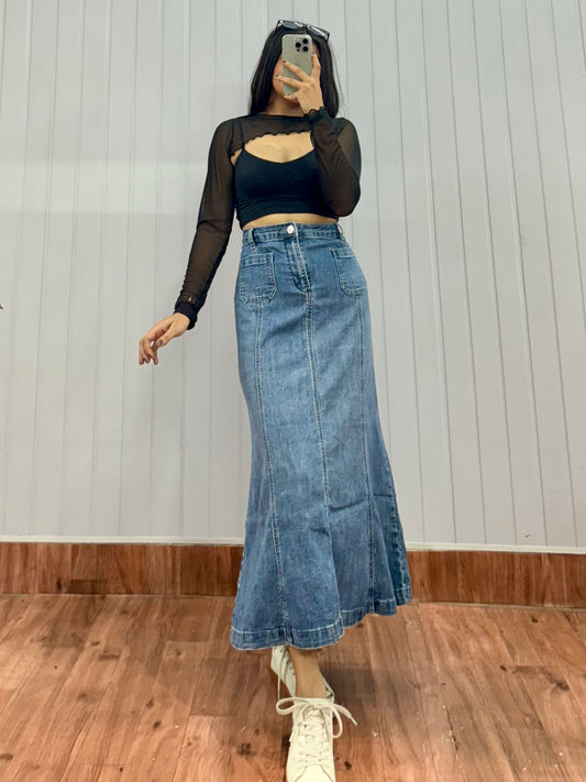 S24-34 Long Denim Skirt