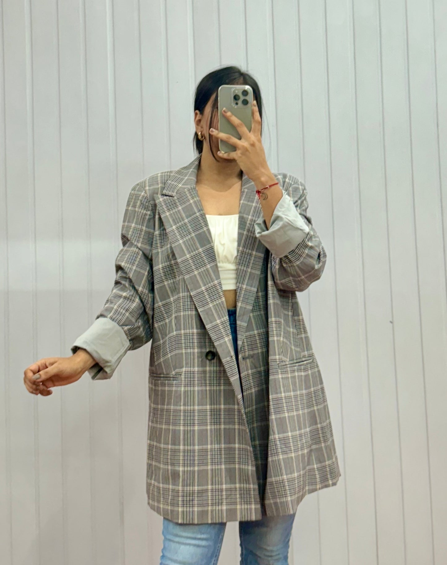 B23-Checkered Blazer