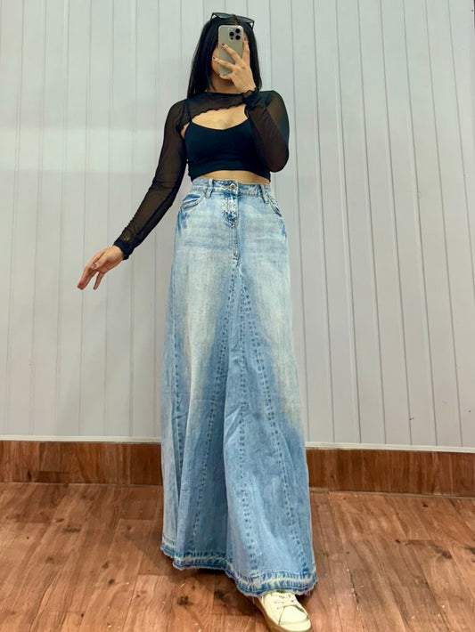 S14-32 Long Denim Skirt