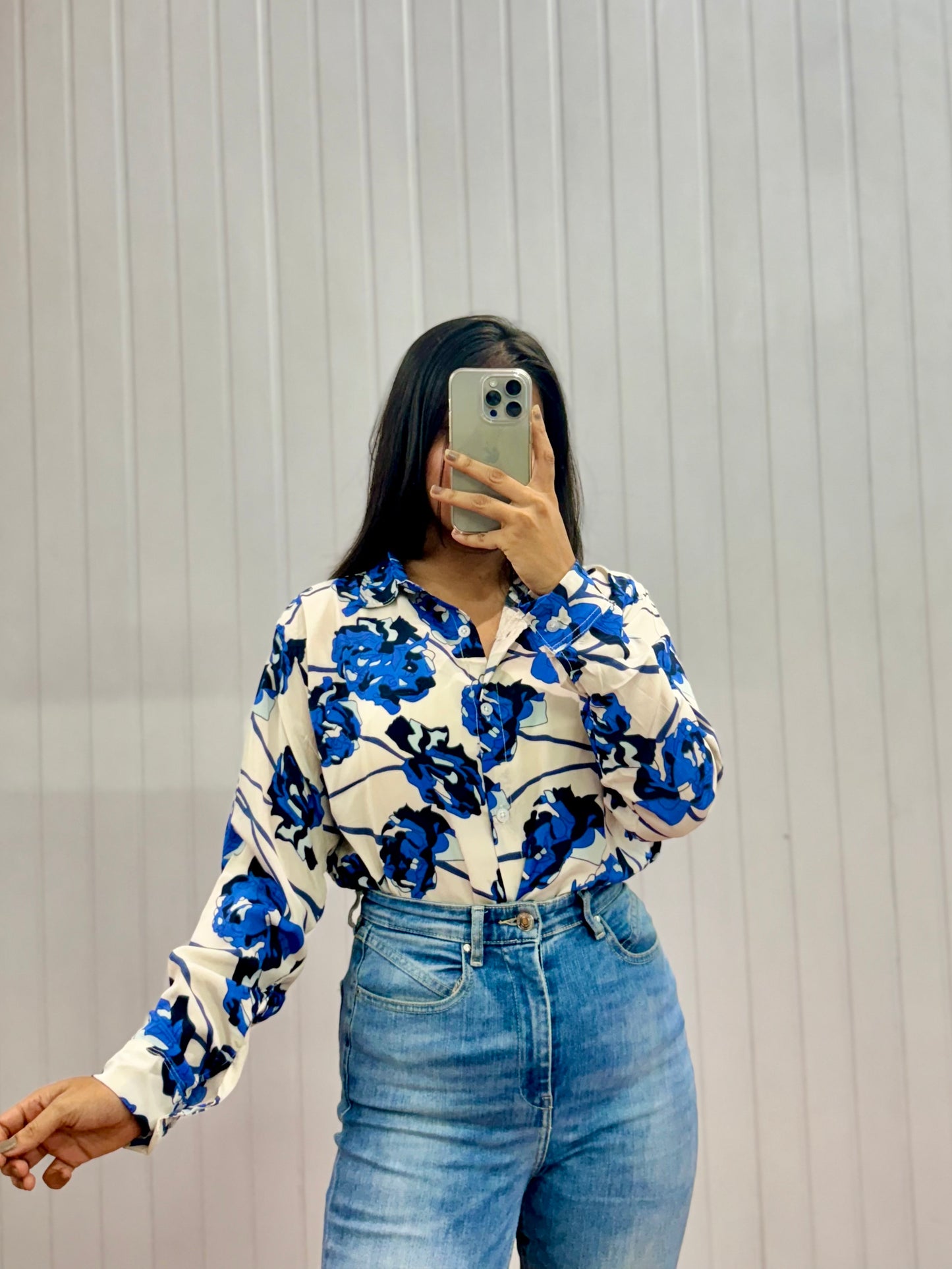 S04-Blue Floral Print Shirt