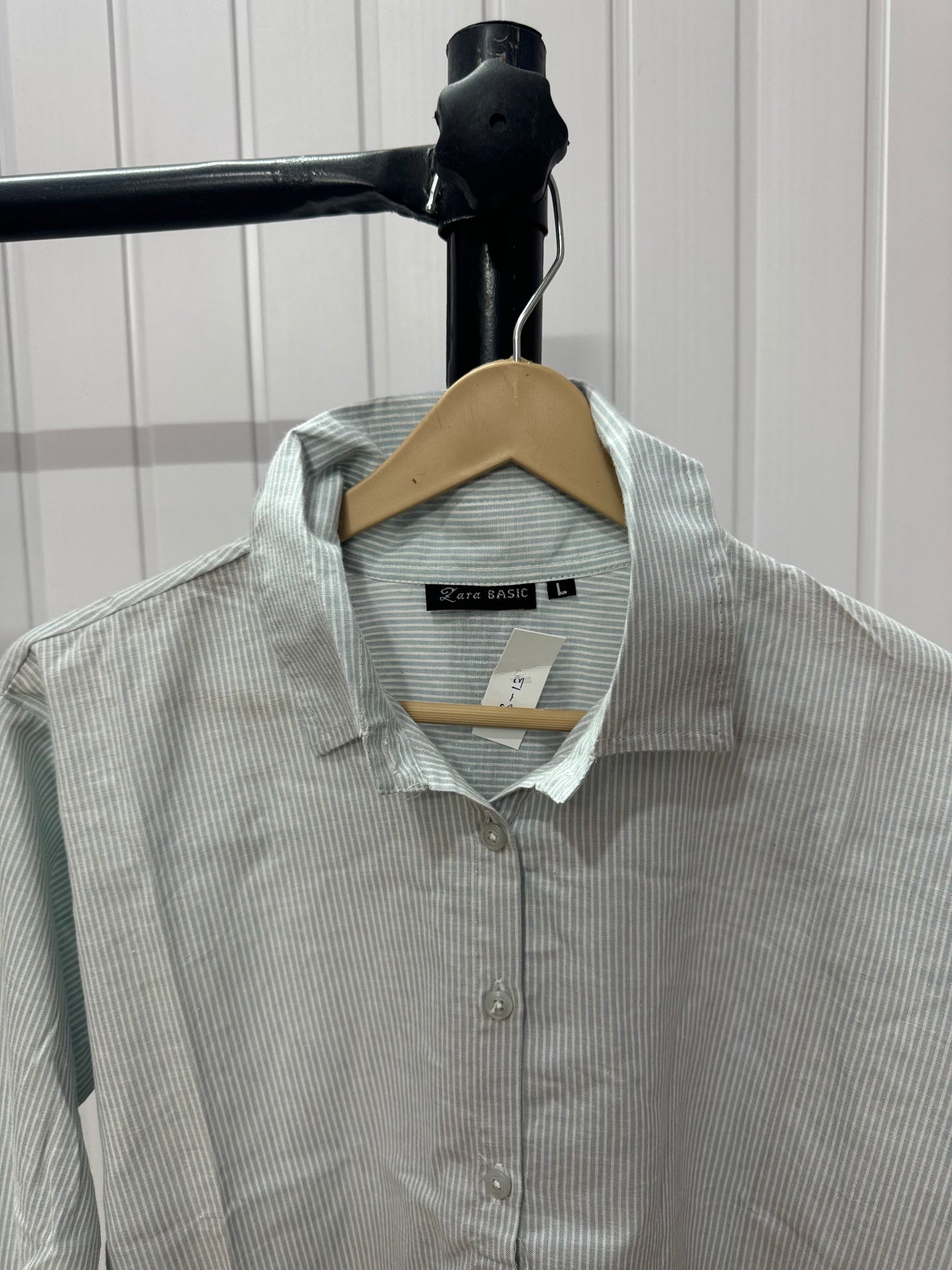 S13-Light green Stripe shirt