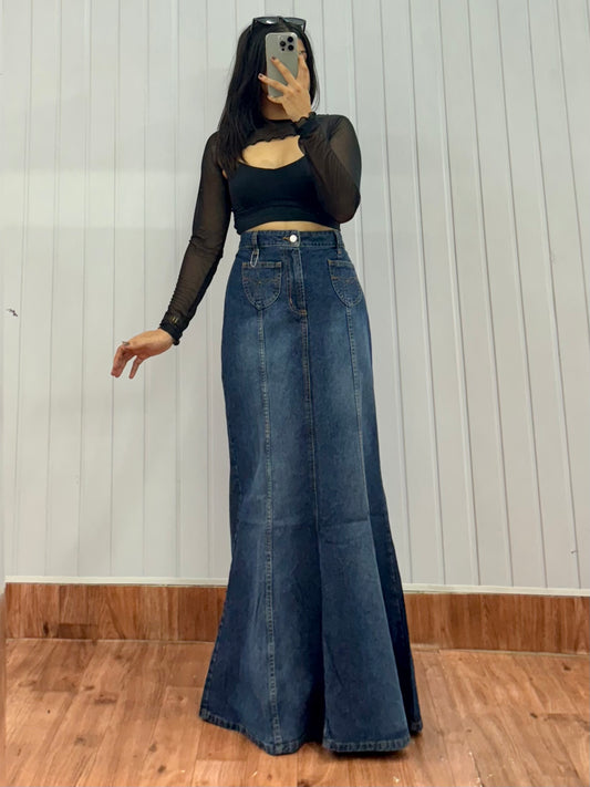 S12-32 Long Denim Skirt