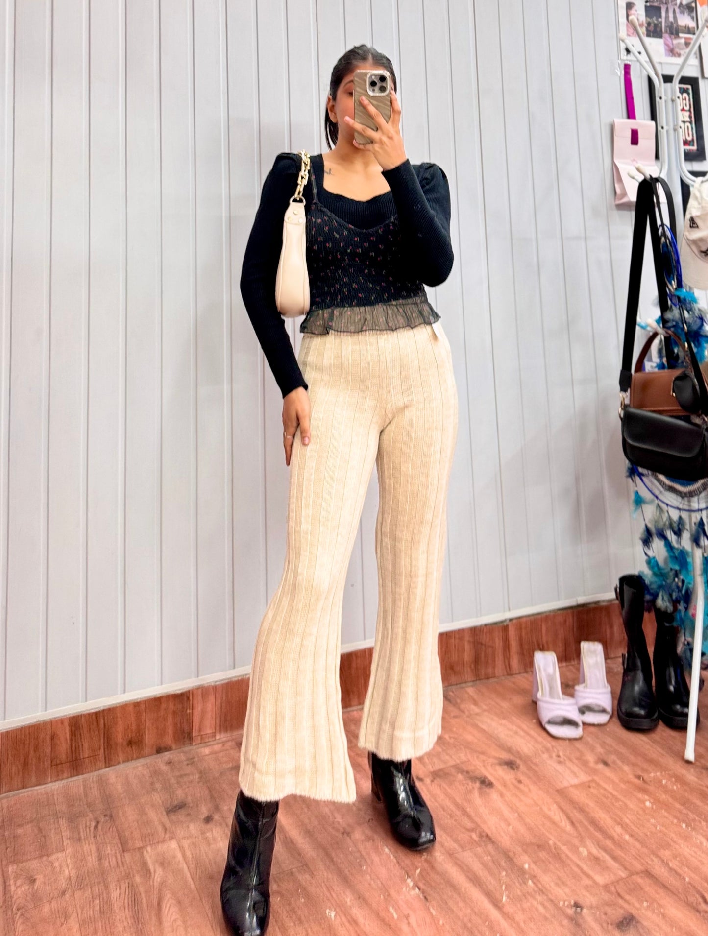 3136-26 Cream Woollen Pants