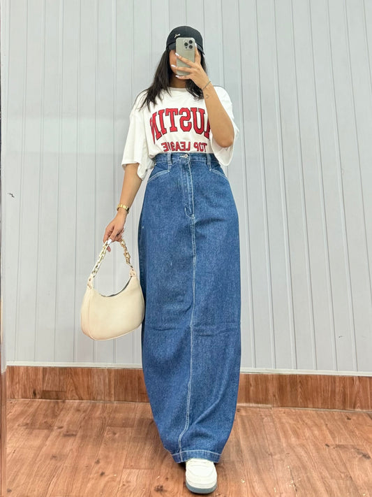 S46-32 Long Denim Skirt