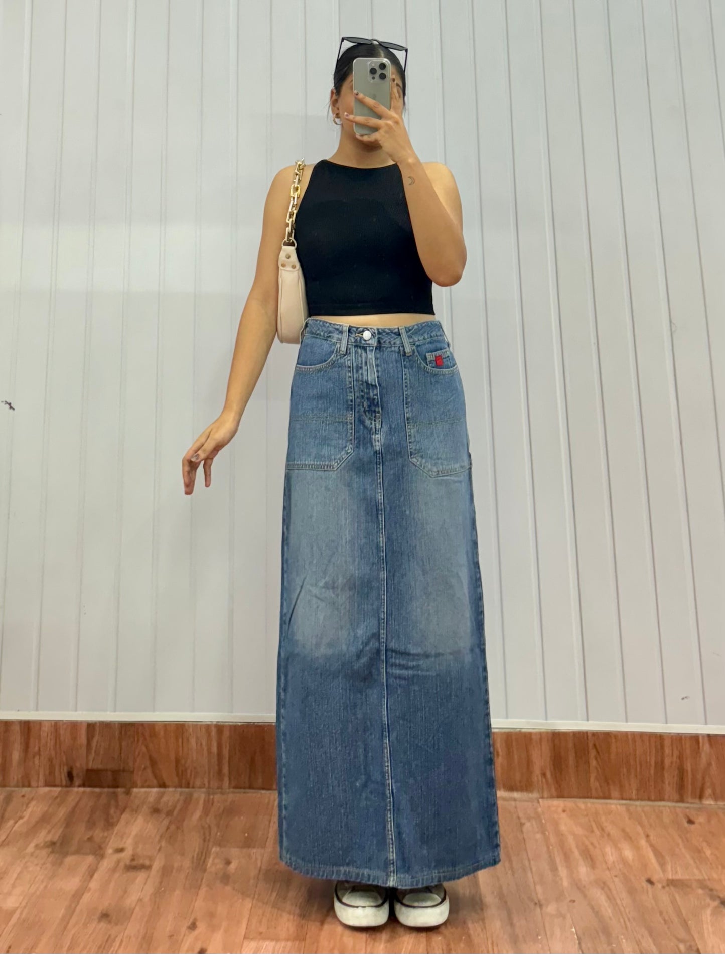 S40-28 Denim Long Skirt