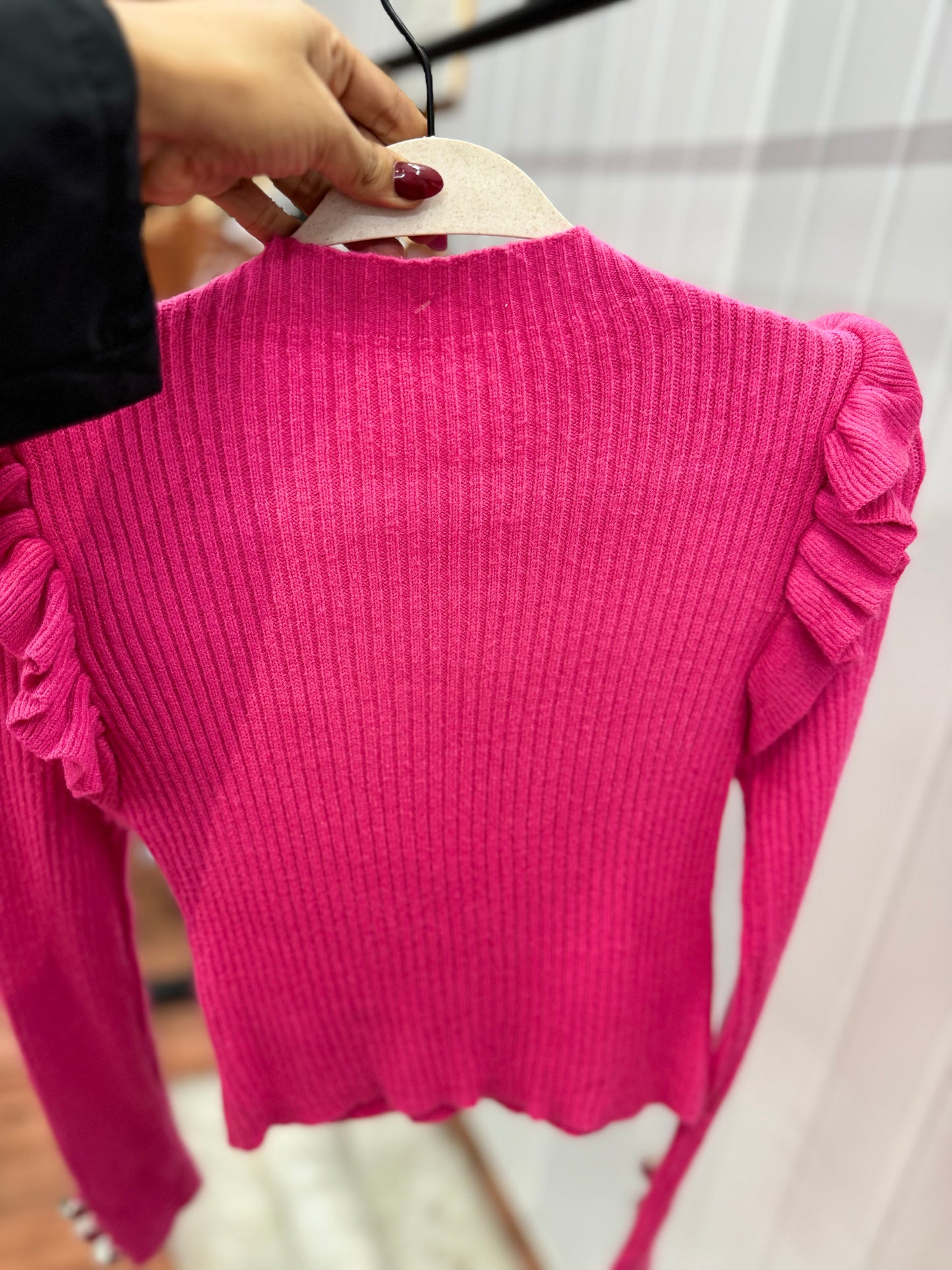 ST28-Pink Ribbed Top