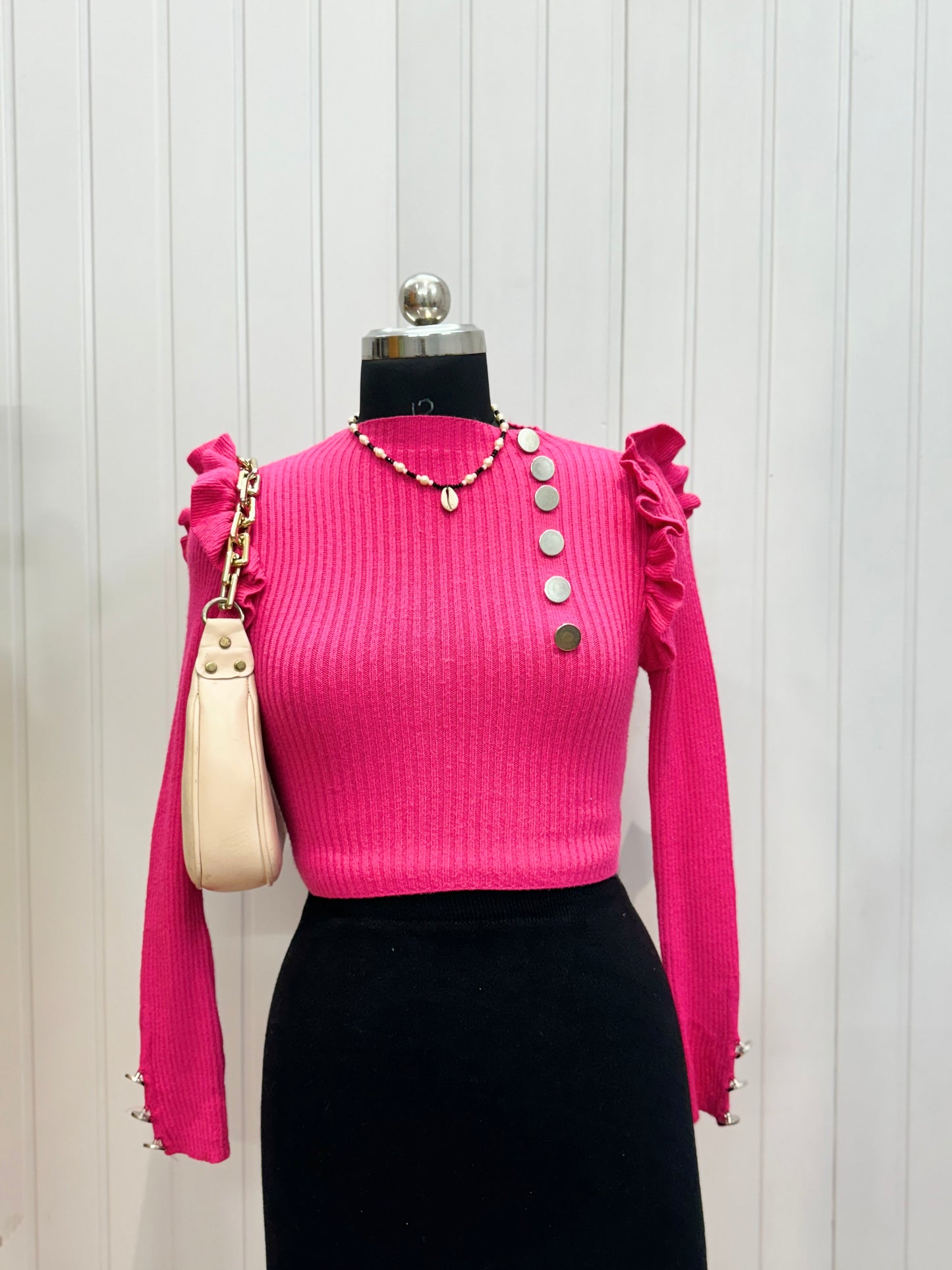 ST28-Pink Ribbed Top