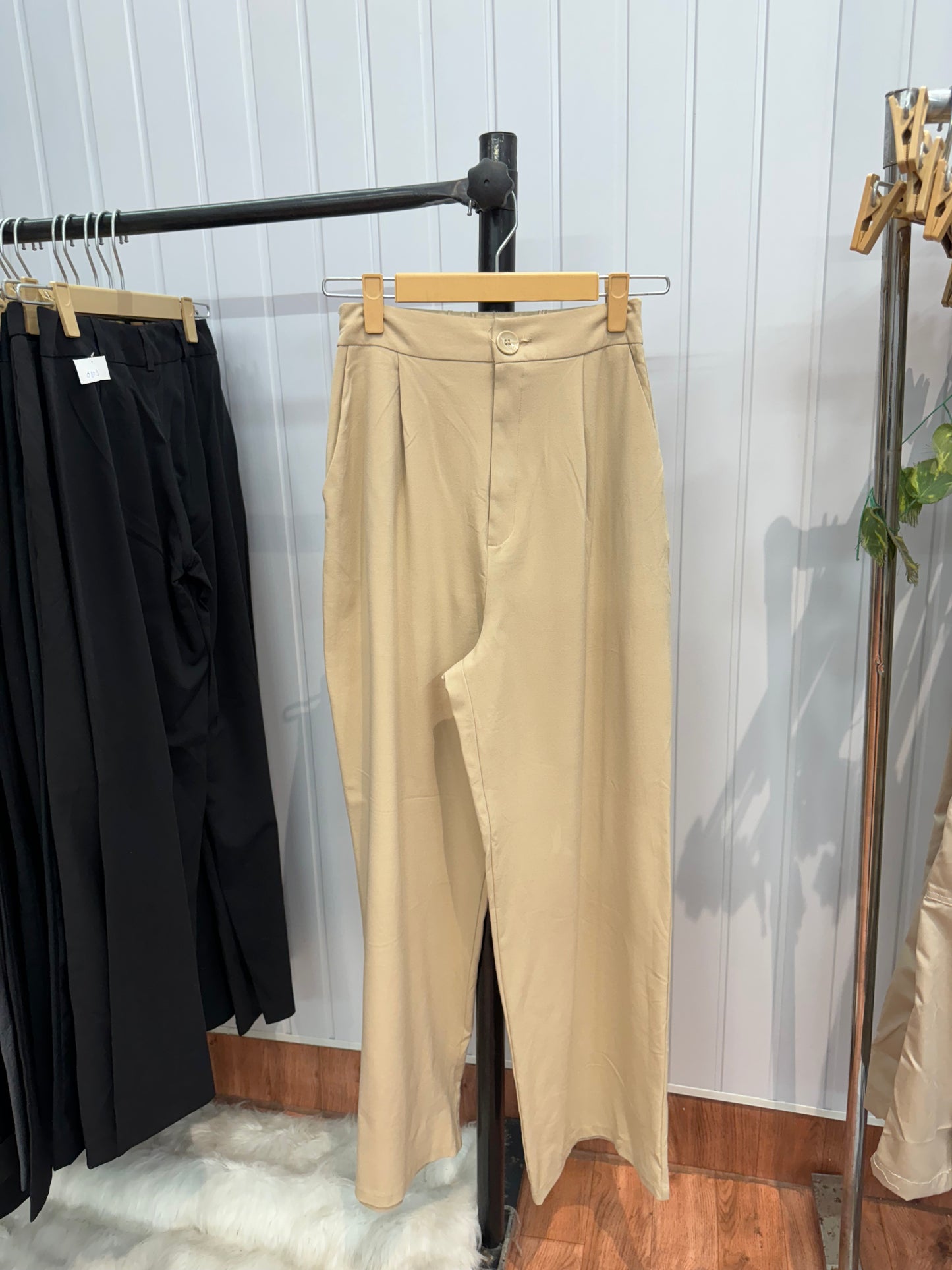 0802-26-28 Beige Flared Trousers