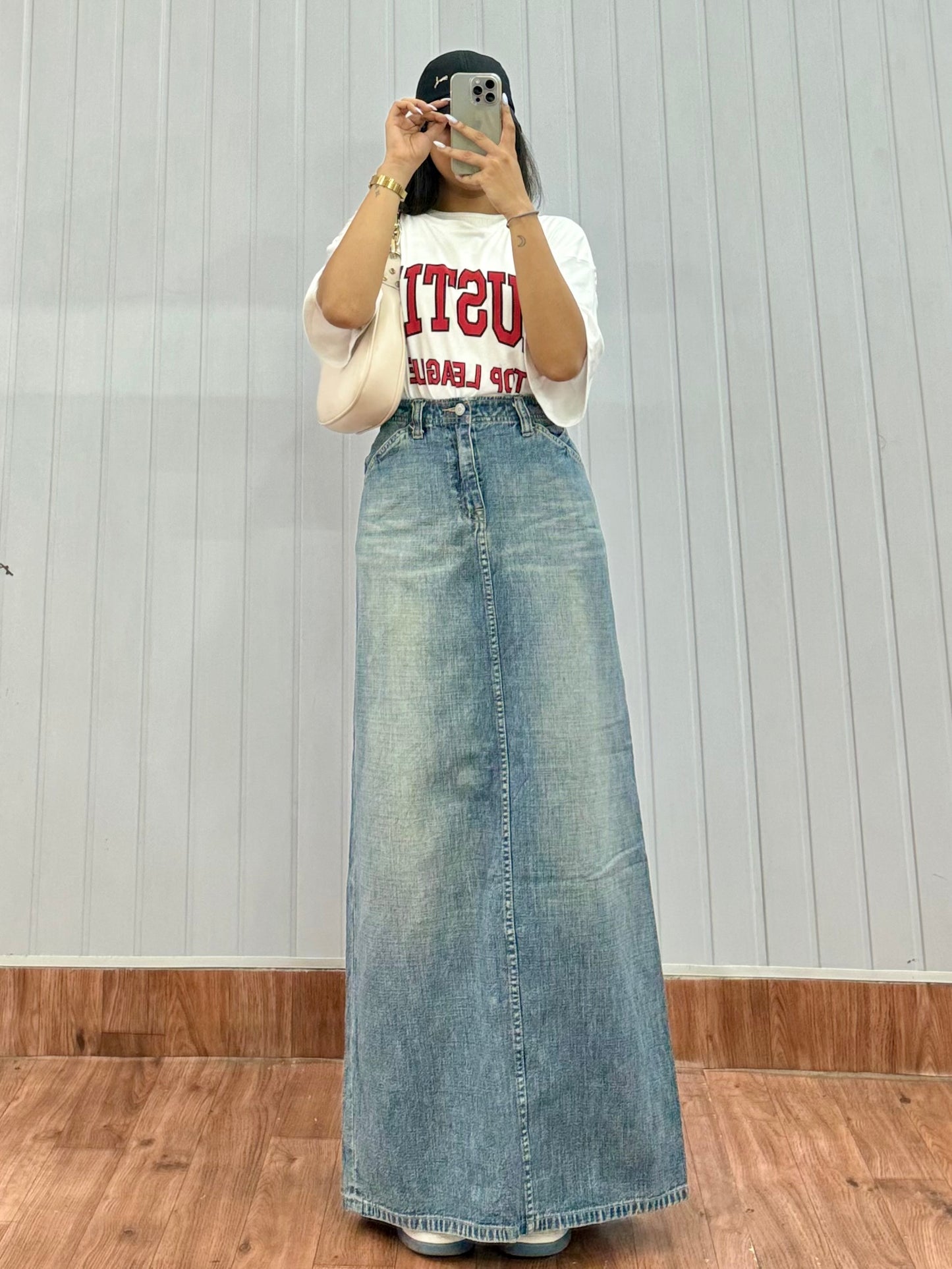 S50-32 Long Denim Skirt