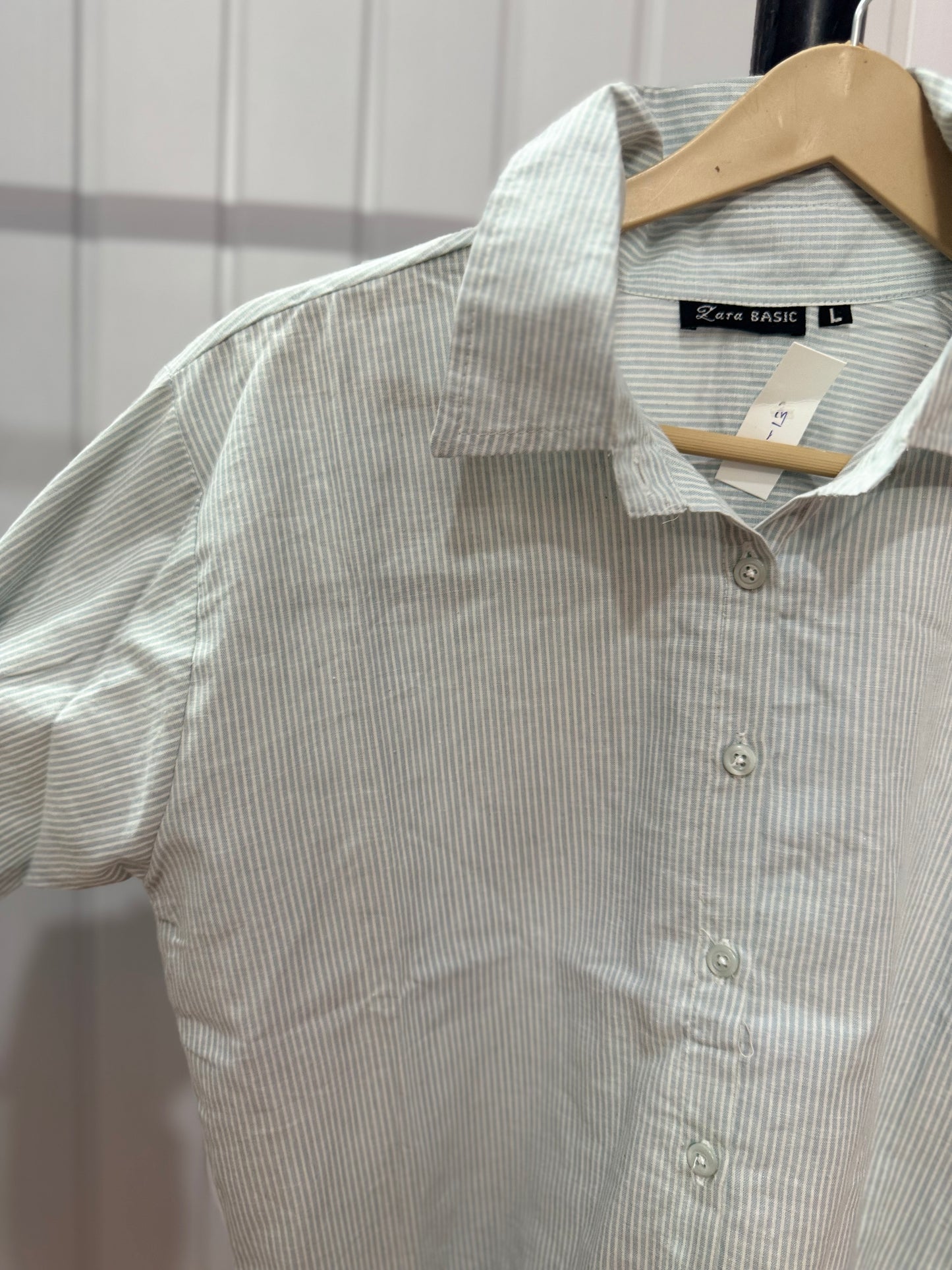 S13-Light green Stripe shirt