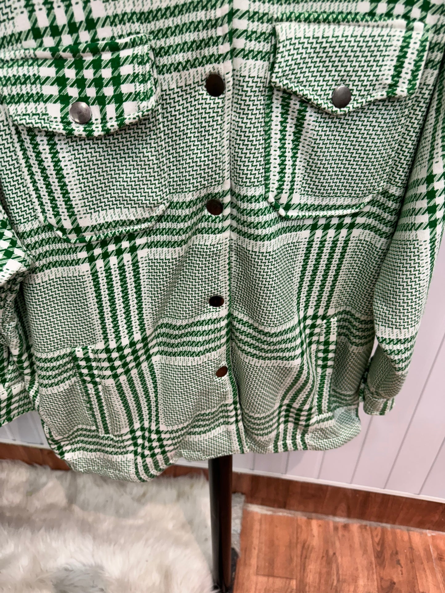 J161-Green Gingham Shacket