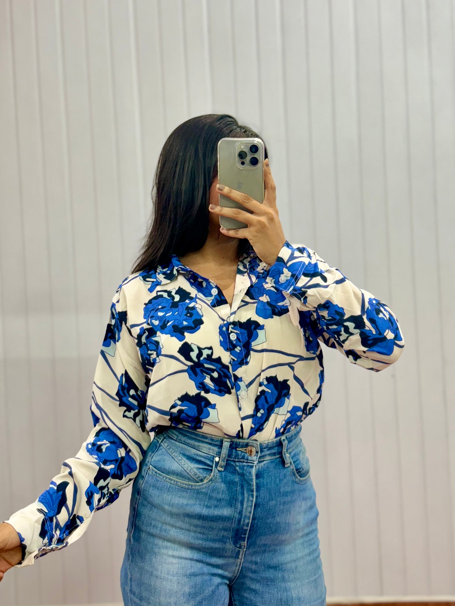 S04-Blue Floral Print Shirt