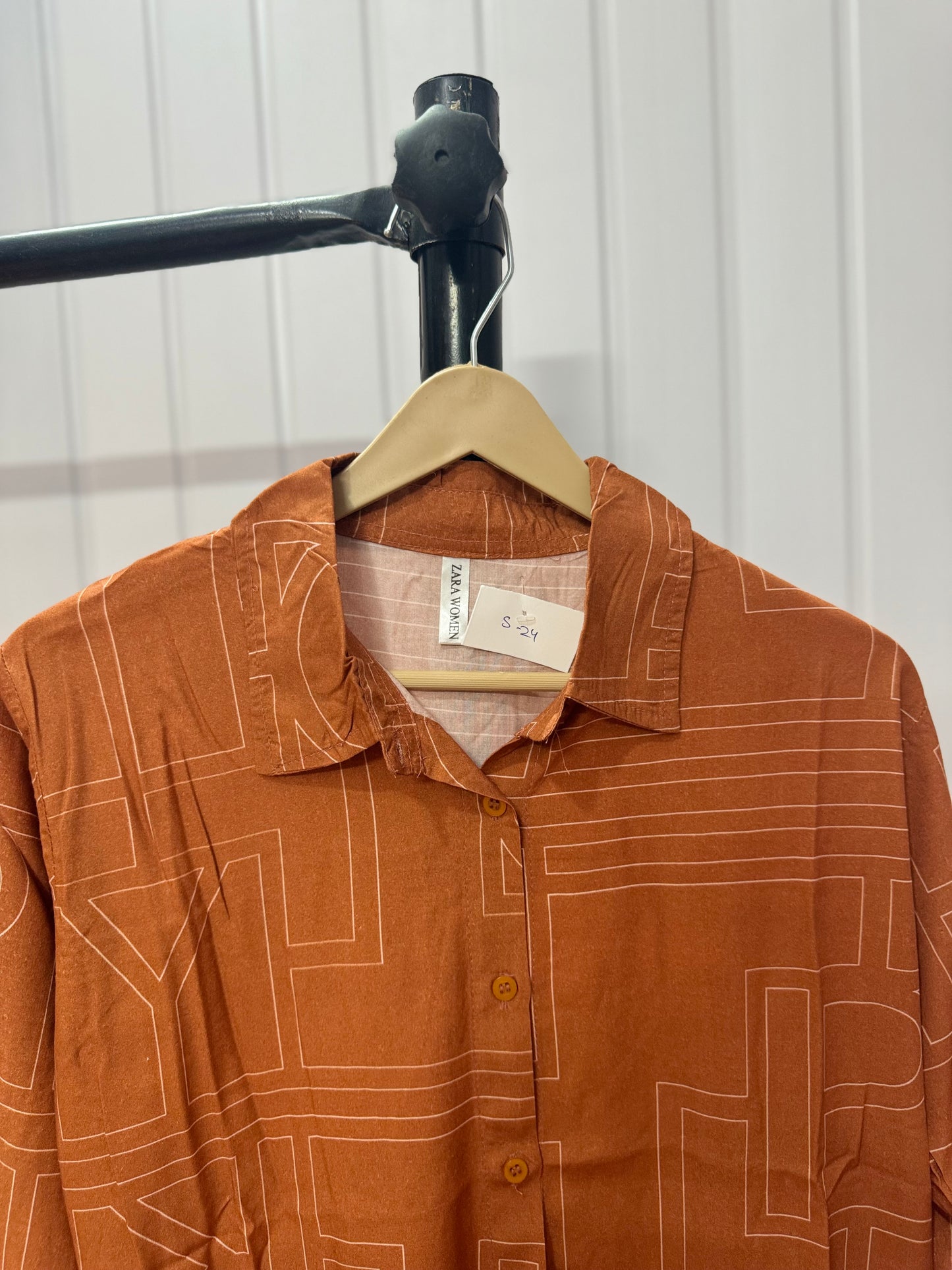 S24-Rust Printed Shirt