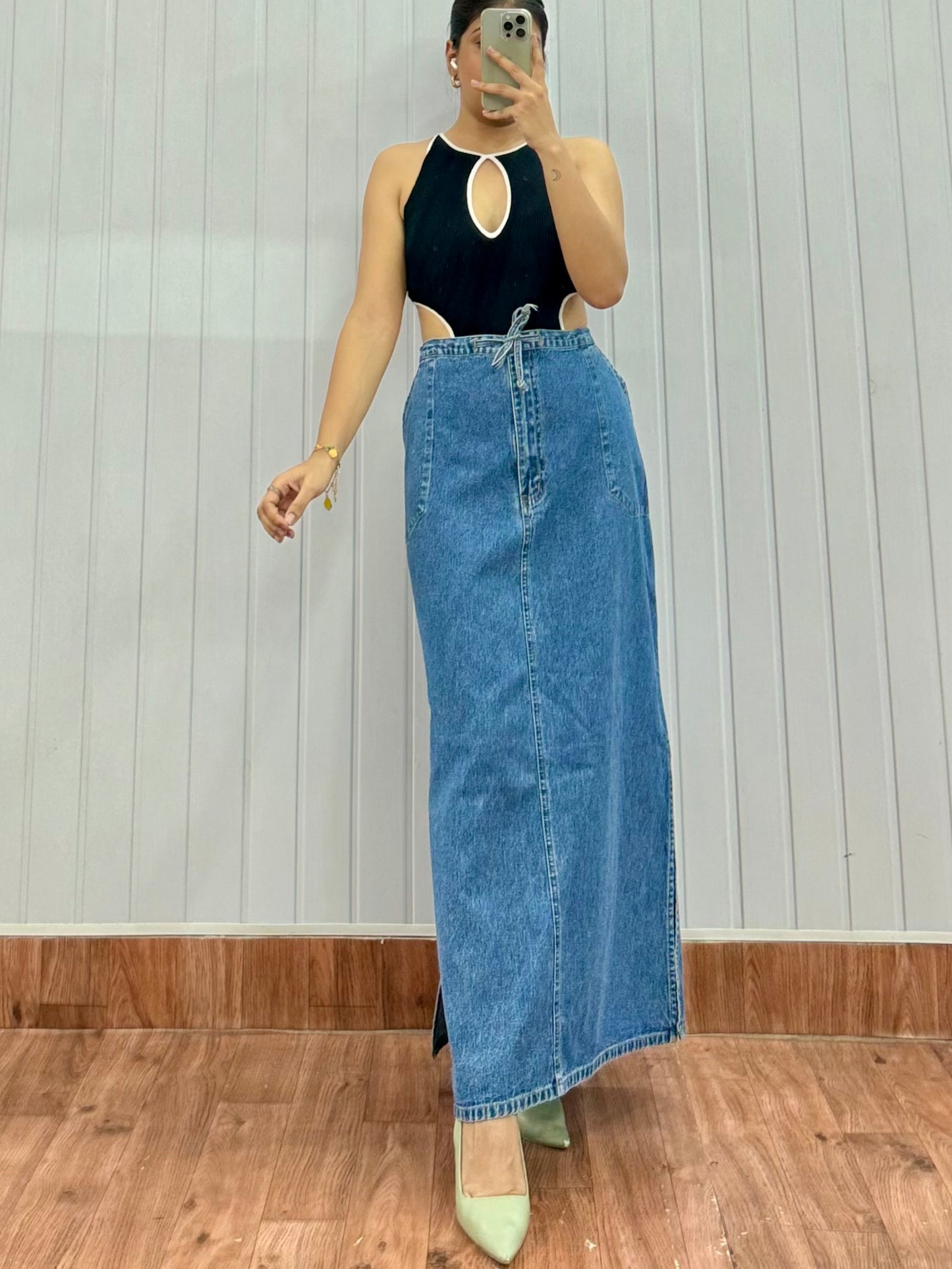 S95-36 Denim Long Skirt