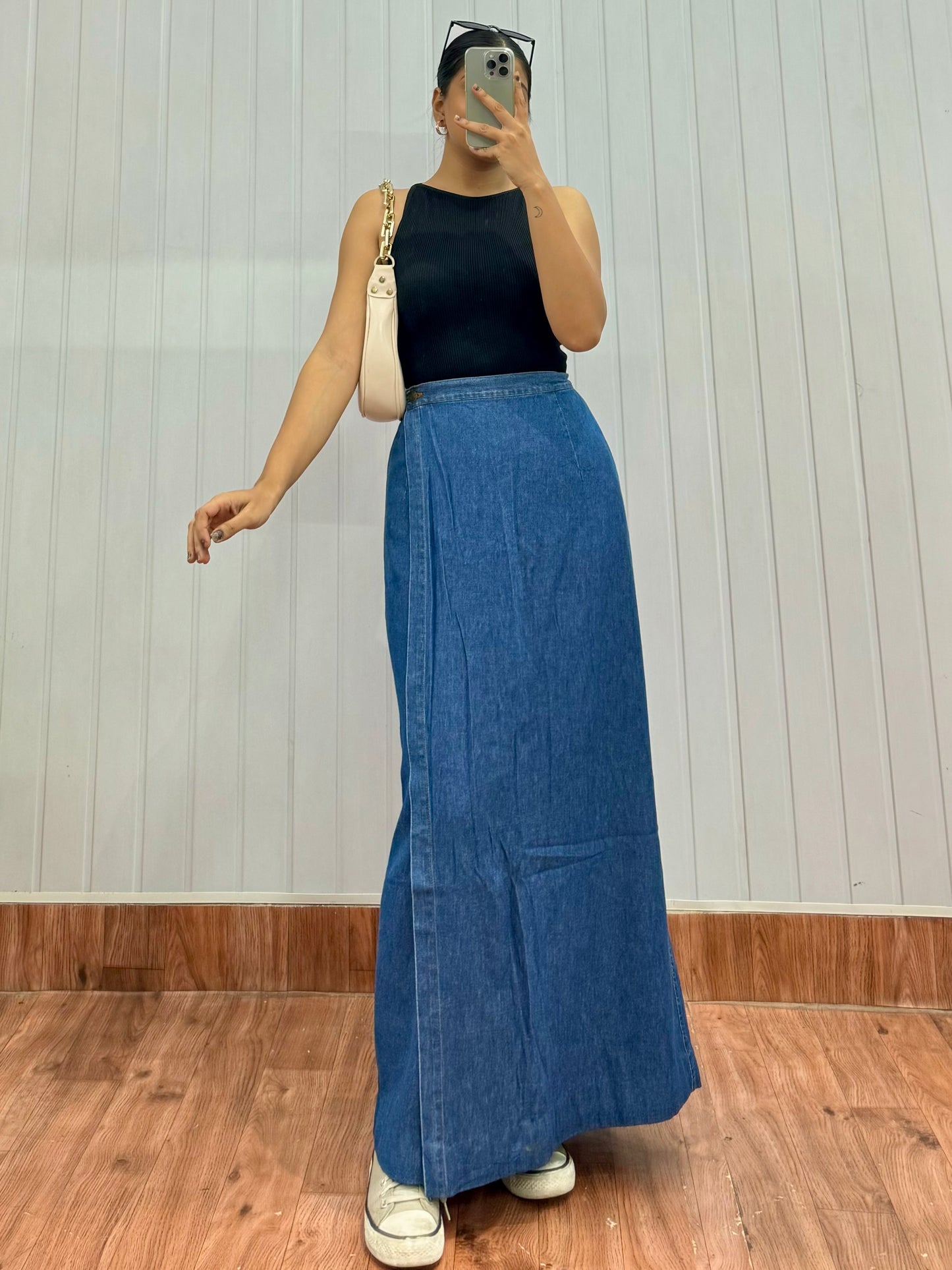 S26-32 Long Denim Skirt