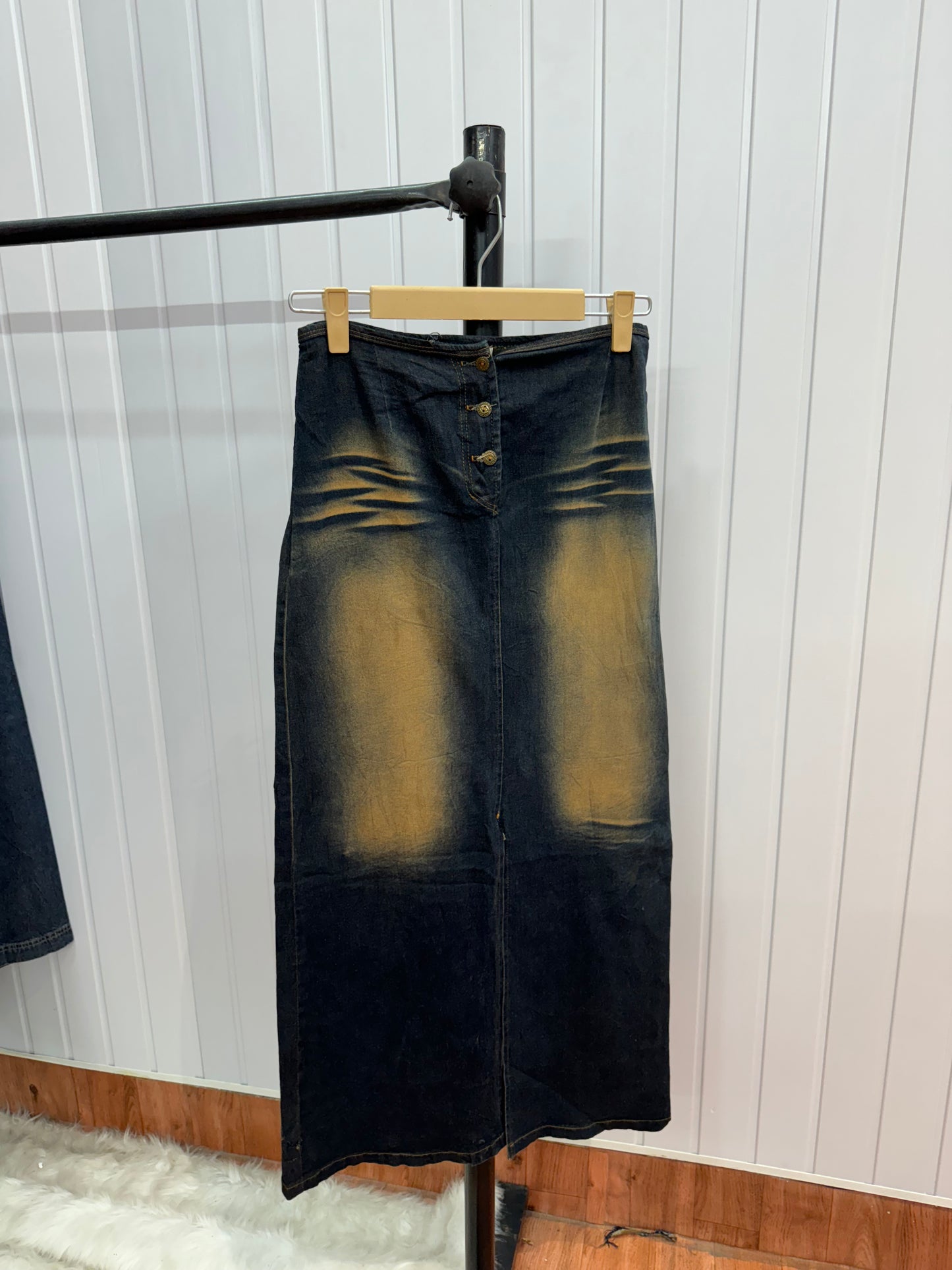 S29-28 Denim Vintage long skirt