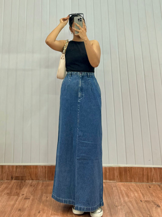 S37-28 Long Denim Skirt