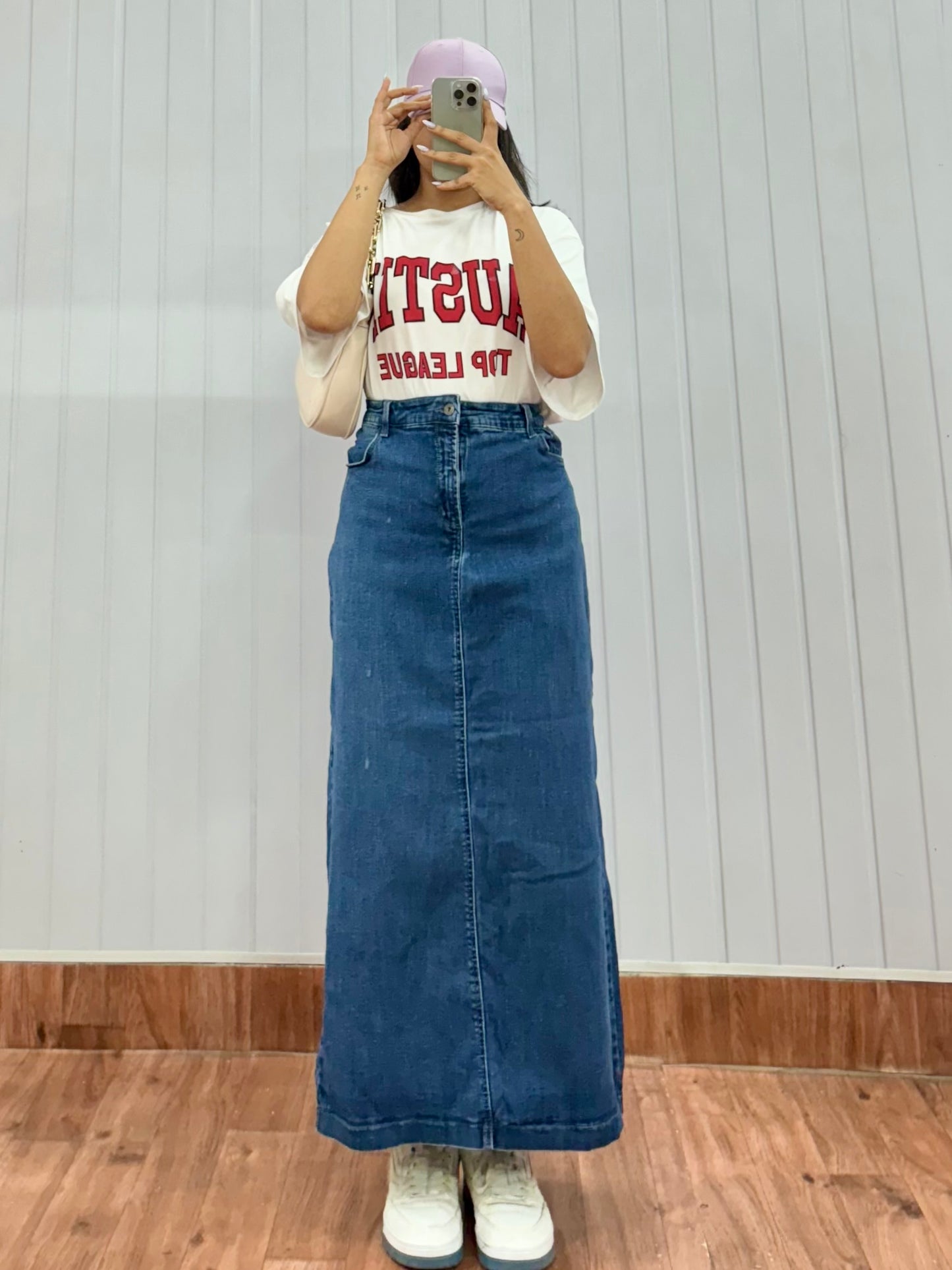 S65- 36 Long Denim Skirt